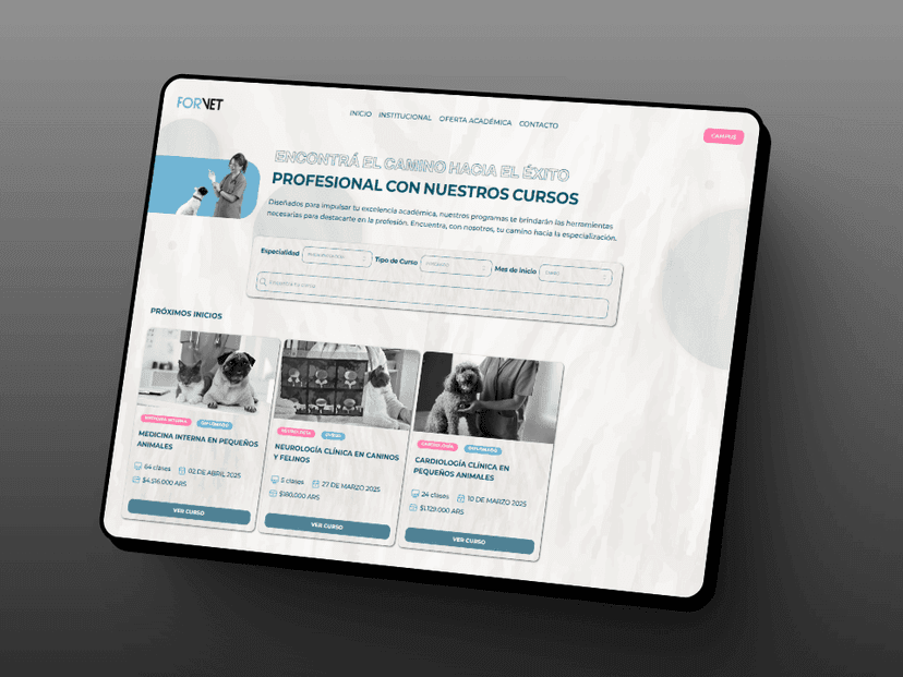 Detalle del proyecto Forvet Web